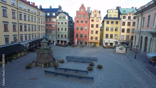 Aerial of Stortorget, old town. Gamla Stan. Popular touristic attraction in Stockholm, Sweden photo