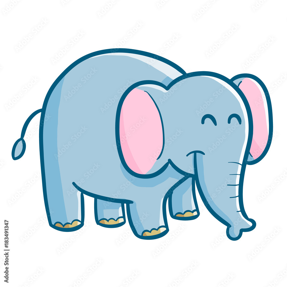 Fototapeta premium Funny and cute elephant smiling happily - vector.