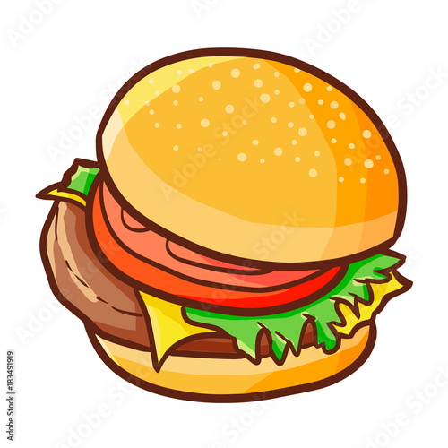 Funny and yummy hamburger ready to eat - vector.