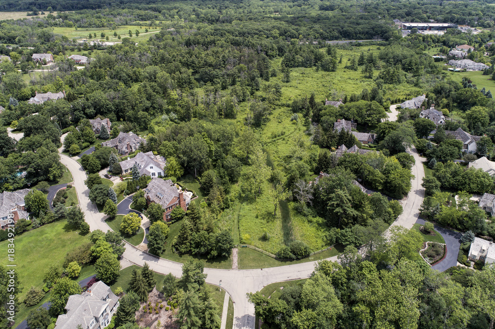 Obraz premium Luxury Neighborhood with Nature Area Aerial