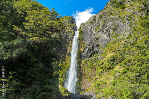 Devils Punchbowl Waterfall in the heart of Arthur's Pass National Park. (New Zealand)