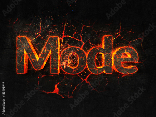 Mode Fire text flame burning hot lava explosion background.