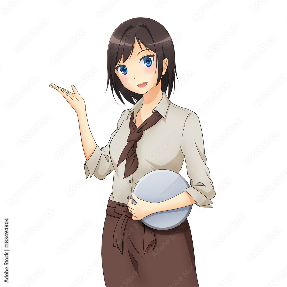 カフェ店員の女性 茶系 Stock イラスト Adobe Stock