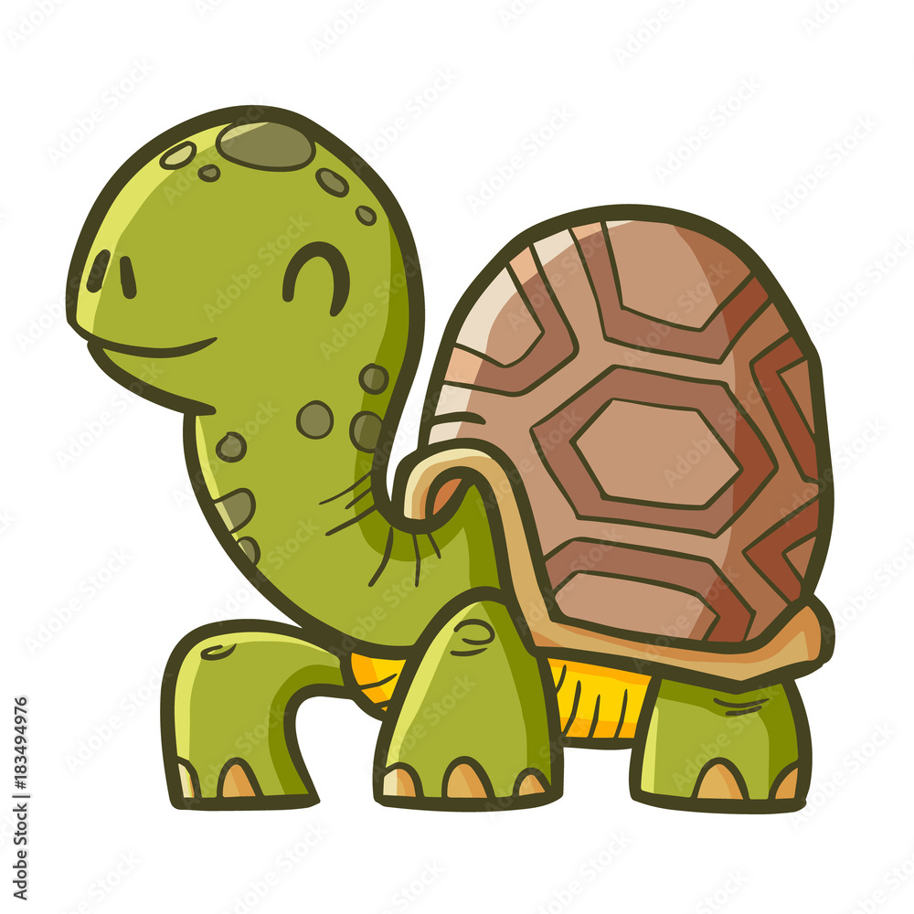 Obraz premium Cool and funny old turtle walking happily - vector.