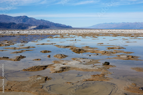 Shallow water lying in a rocky pan