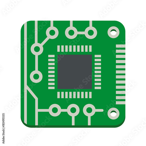 Vector icon chip circuit board processor