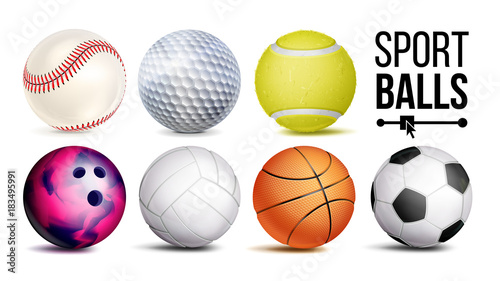 Sport Balls Vector. Realistic. Classic Sport Game  Fitness Symbol Symbol Equipment. Isolated On White Background Illustration