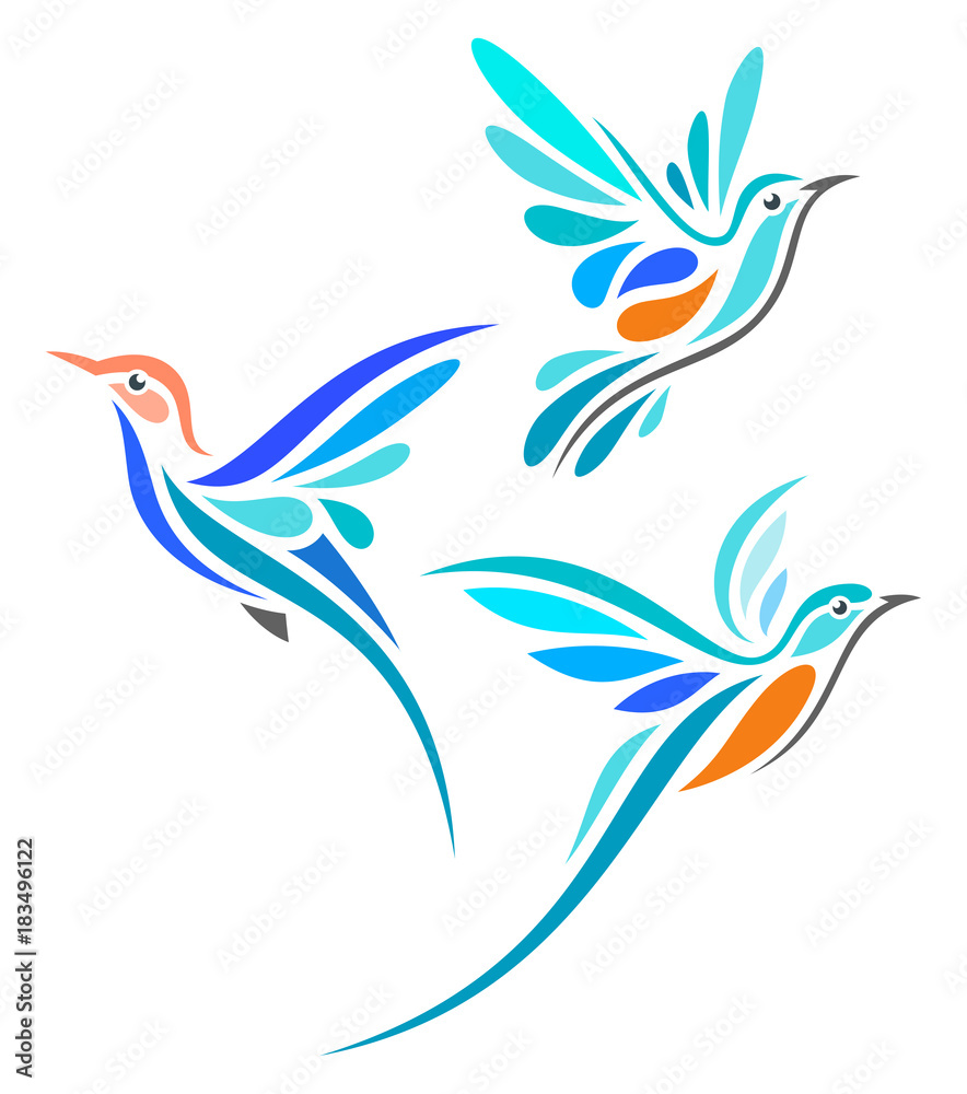 Obraz premium Stylized Birds - Rollers