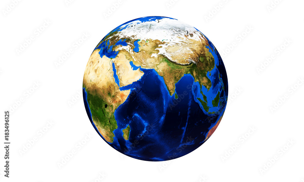 Fototapeta premium Planet Earth on White Background. 3D illustration