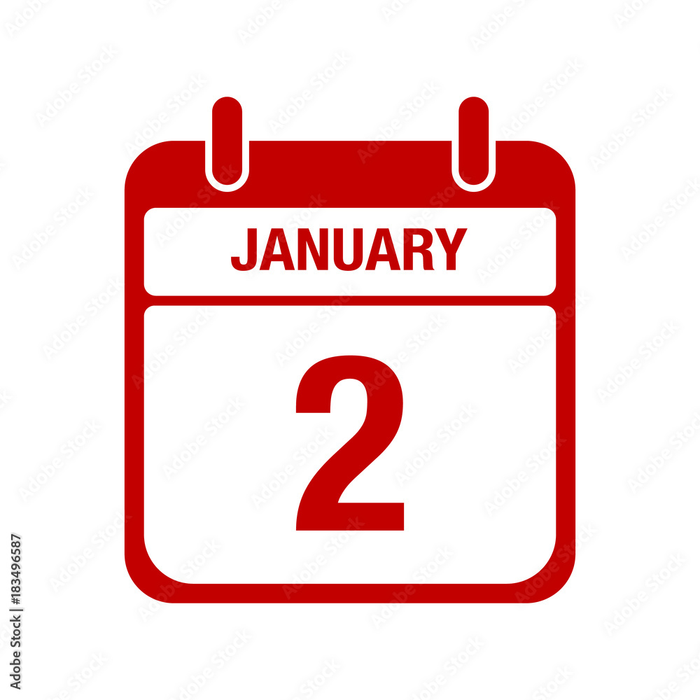 Fototapeta premium 2 January calendar red icon