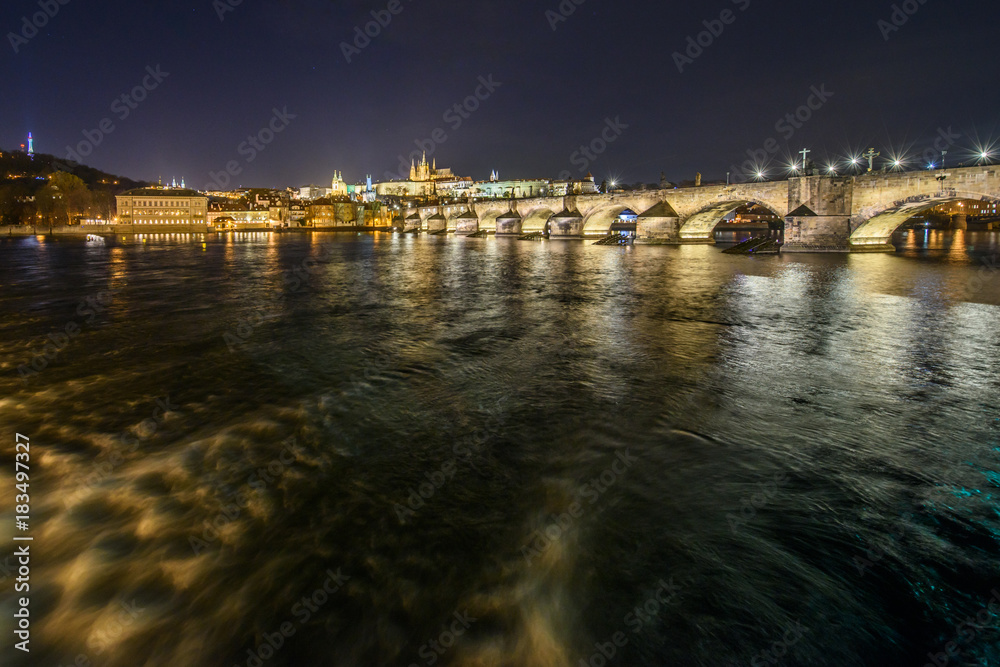 Charles Bridge and Prague Castle at night - Czech Republic