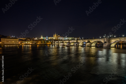 Charles Bridge and Prague Castle at night - Czech Republic © vaclav