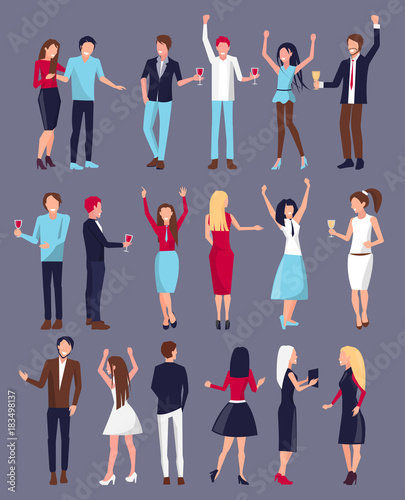 Men and Women Icon Set Vector Illustration