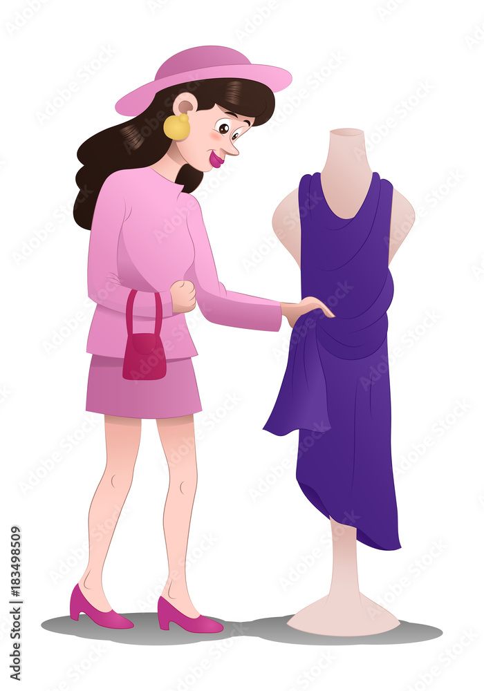 shopping woman pick dress on isolated shopping woman pick dress on isolated