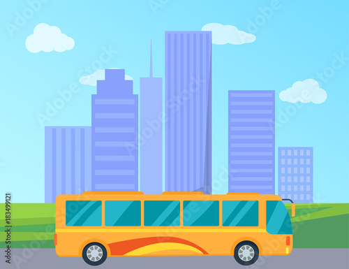 Public Bus in City Colorful Vector Illustration © robu_s