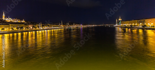 View of Budapest and the river Danube at night