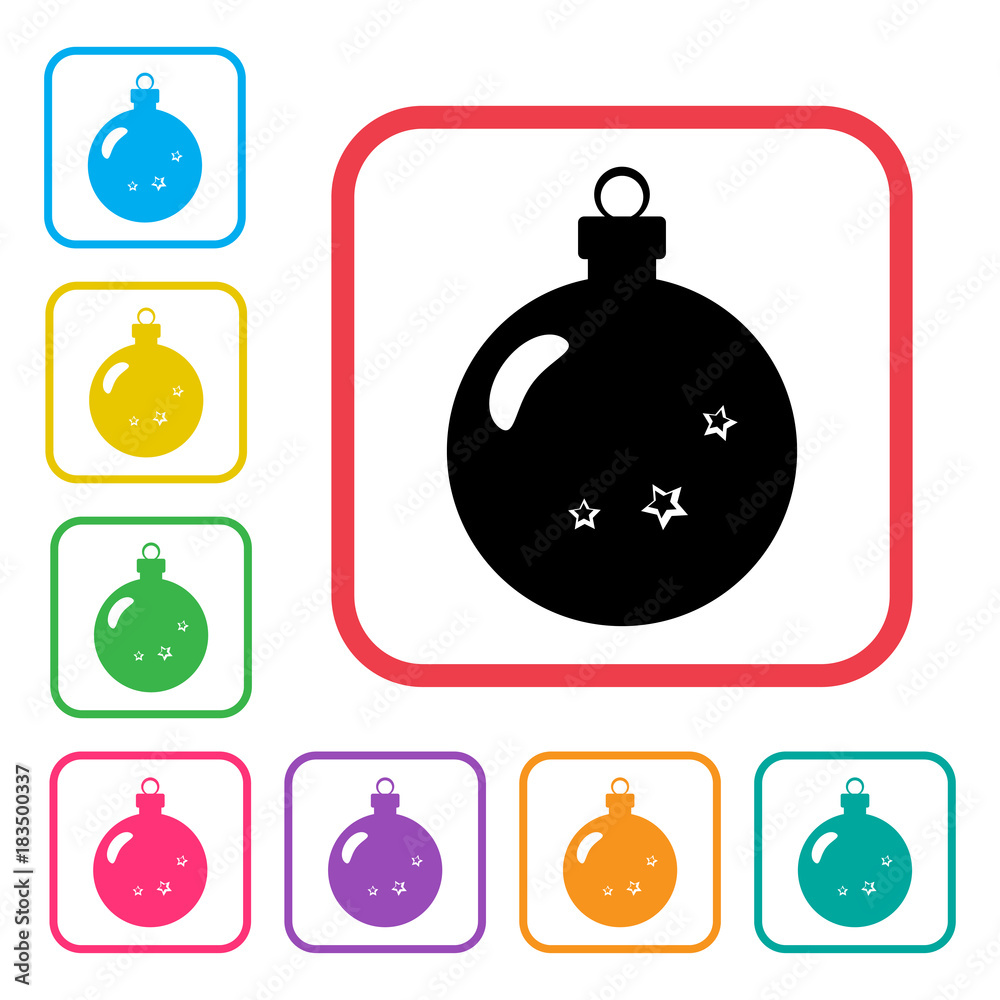 Black christmas ball icon. Colorful set additional versions icons. Vector illustration Black christmas ball icon. Colorful set additional versions icons. Vector illustration