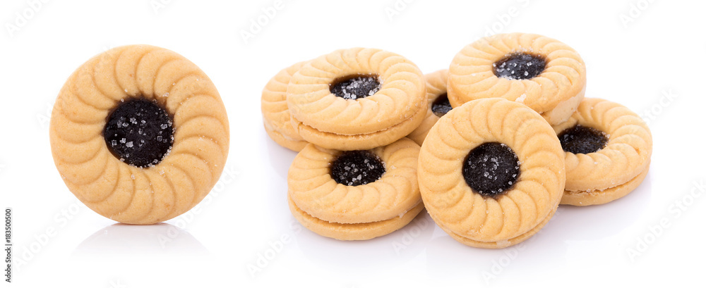 Sandwich biscuits with Blueberries on white background Sandwich biscuits with Blueberries on white background
