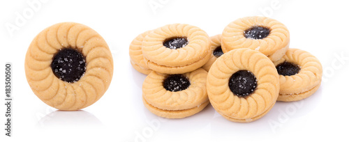 Stampa su tela Sandwich biscuits with Blueberries on white background