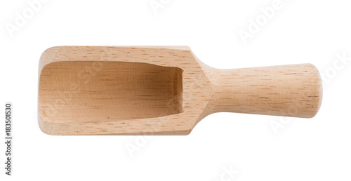 wooden scoop isolated on white background
