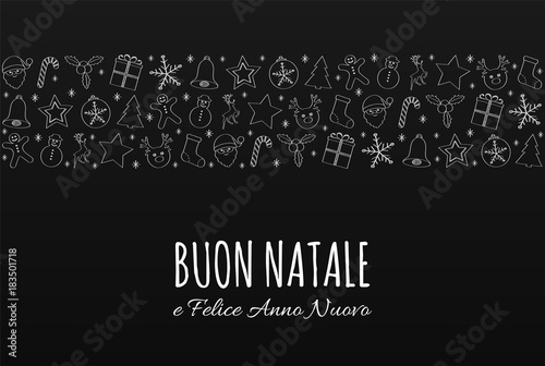 Fototapeta Naklejka Na Ścianę i Meble -  Buon Natale - Merry Christmas in Italian. Concept of Christmas card with decoration. Vector.
