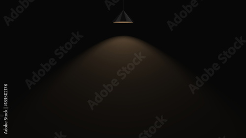 Dark background illuminated by a lamp with place for text