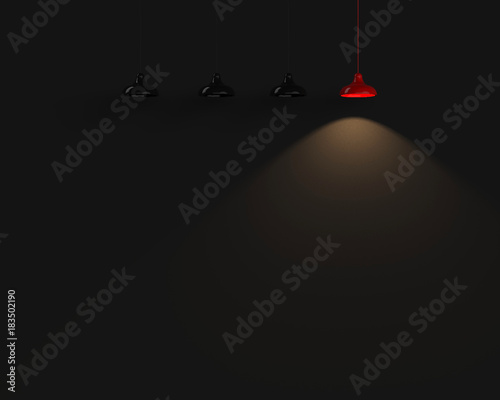 Dark background illuminated by a lamp with place for text