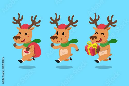 Vector set of cartoon reindeer