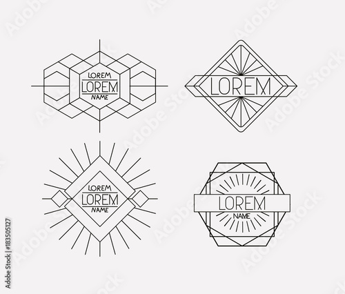 retro vintage insignias sketch set in monochrome silhouette vector illustration