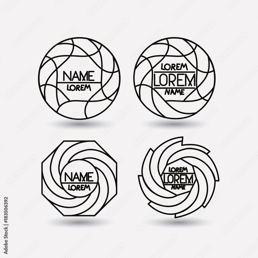 Obraz premium set of monochrome logo abstract circular symbols on white background vector illustration