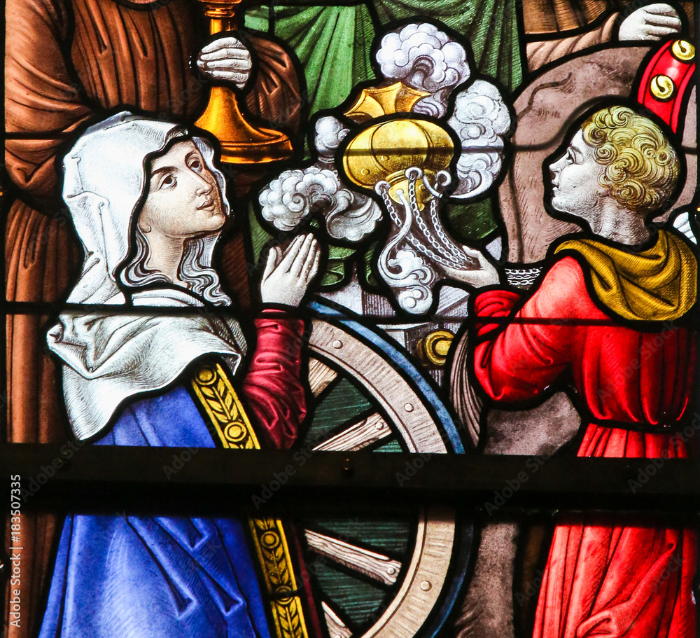 Obraz premium Stained Glass - Catholic Procession