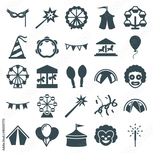Set of 25 carnival filled icons