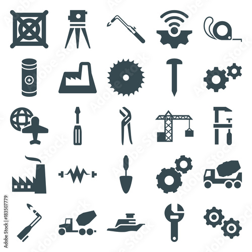 Set of 25 industry filled icons
