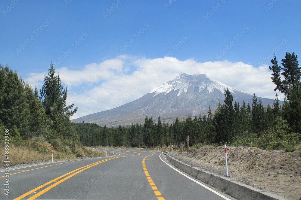 Route inside the Cotopaxi's National Park in Ecuador Route inside the Cotopaxi's National Park in Ecuador