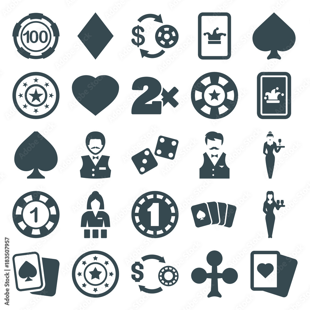Set of 25 poker filled icons Set of 25 poker filled icons