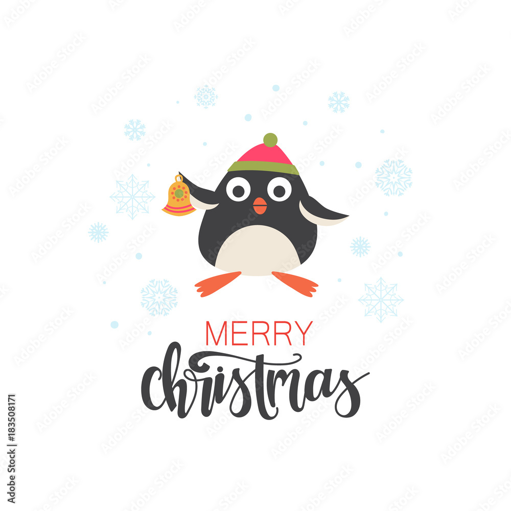 merry christmas card with penguin merry christmas card with penguin