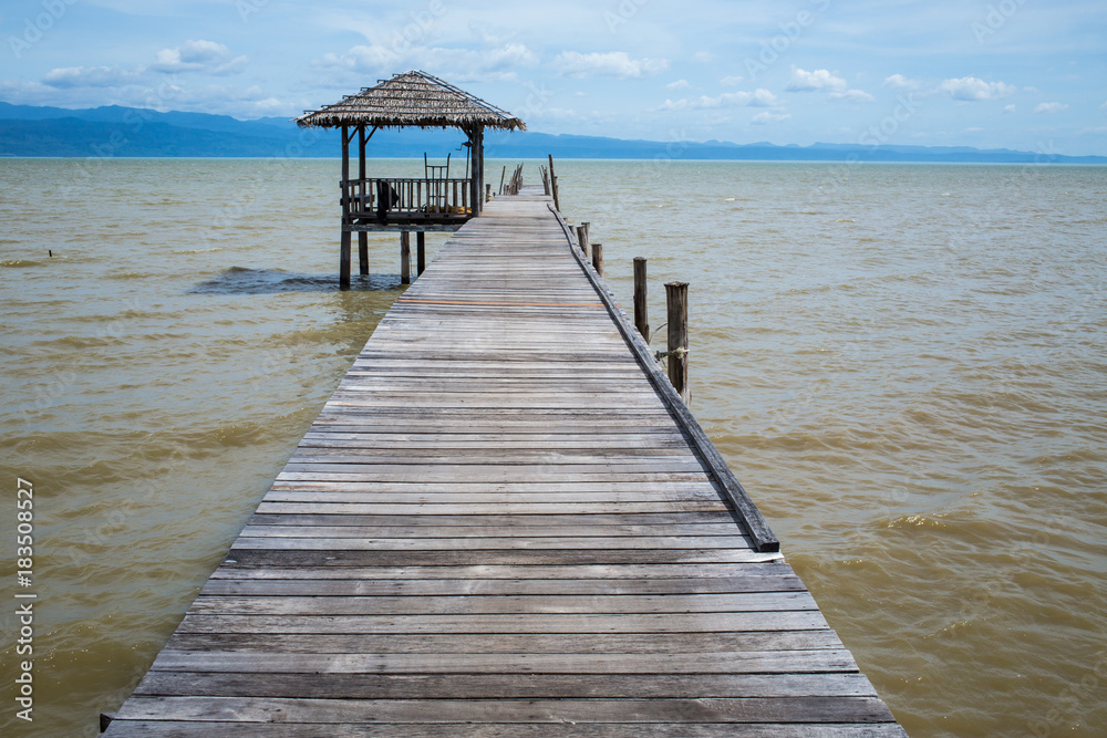 Wooden bridge to the sea, Gulf of Thailand Wooden bridge to the sea, Gulf of Thailand
