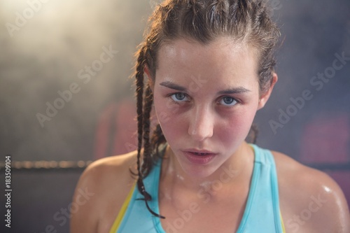 Close-up of young female boxer
