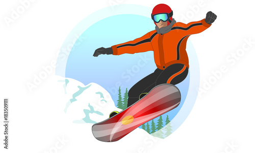 snowboarding male snowboarder with snow in the background