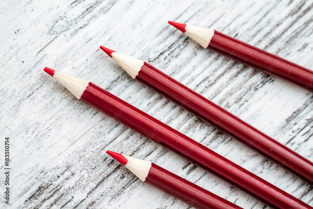 Sharpened Red Pencils with Red Body on White Background Sharpened Red Pencils with Red Body on White Background