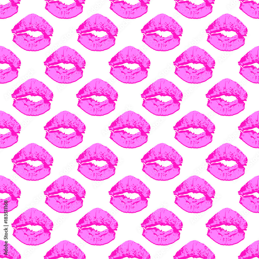 Pink female lips pattern on the white background. Pink female lips pattern on the white background.