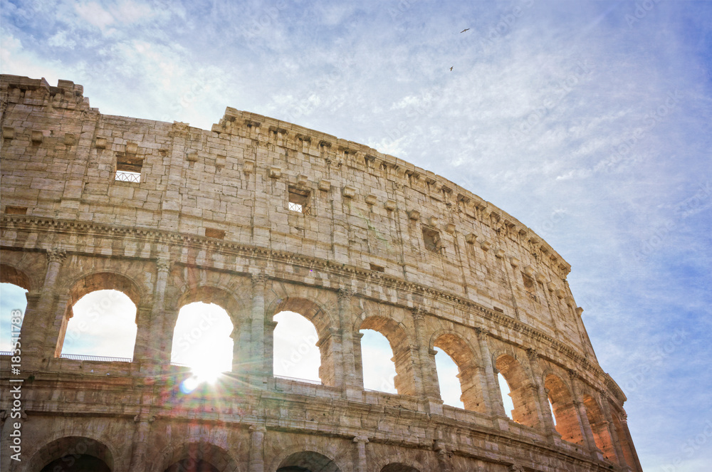 View of  the Colosseum in Rome - Italy with copy space