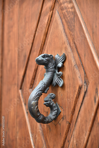 Poignée de porte en fer forgé à tête de dragon