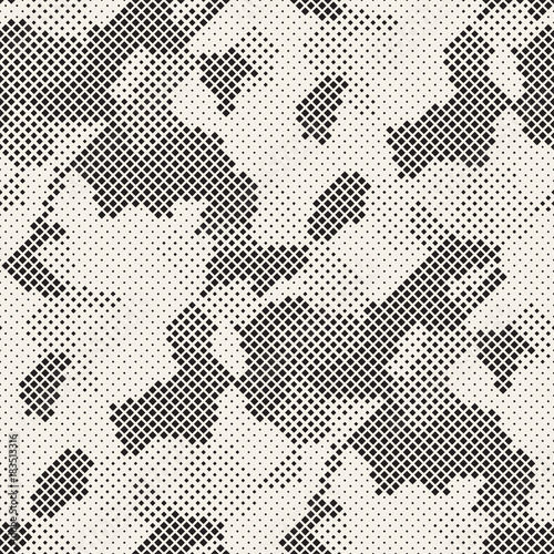 Modern Stylish Halftone Texture. Endless Abstract Background With Random Size Squares. Vector Seamless Chaotic Mosaic Pattern