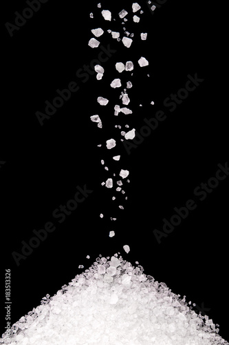 Sea salt crystals on a black background photo