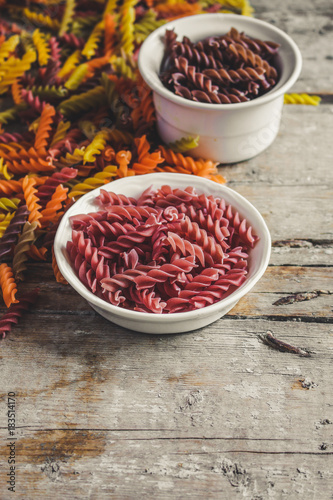 multicolored pasta Fusilli