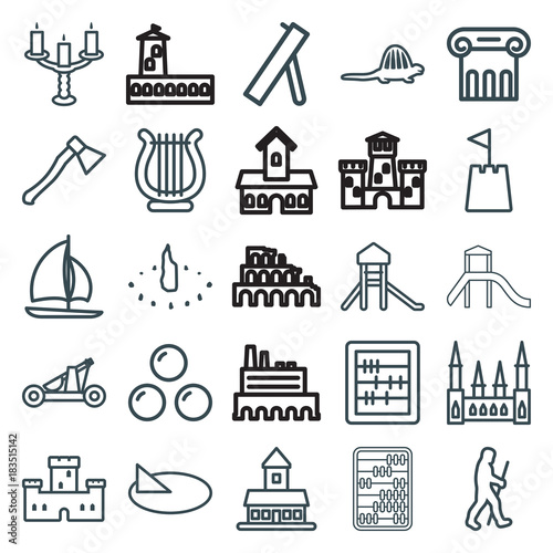 Set of 25 ancient outline icons © HN Works