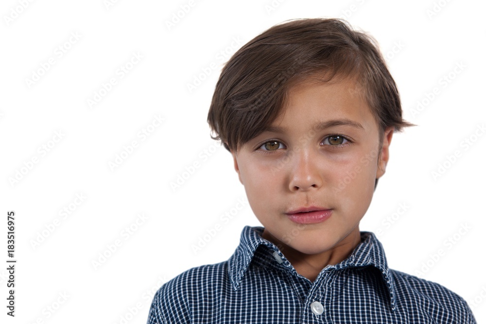 Cute boy standing against white background Cute boy standing against white background