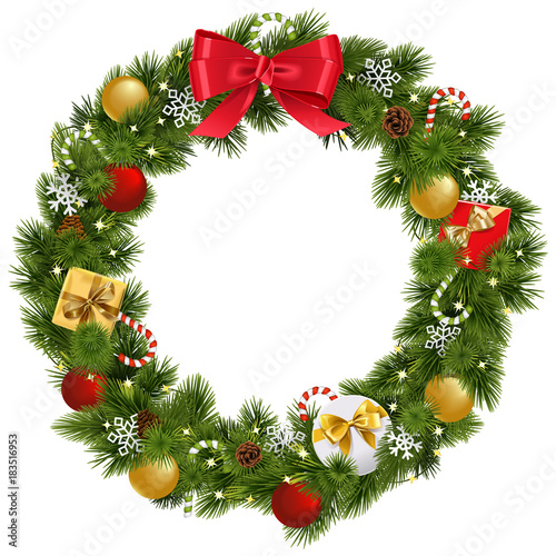 Vector Christmas Wreath with Garland