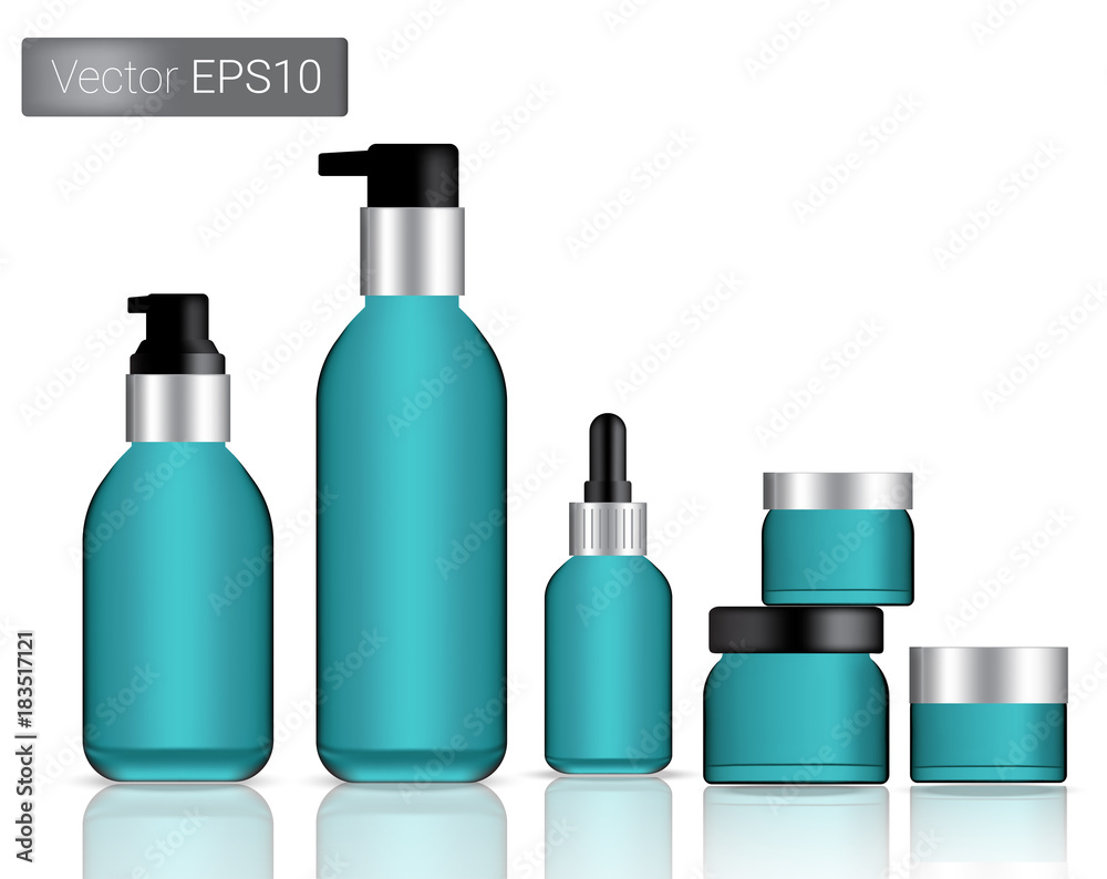 Ocean Green Glass Bottles Set Background Illustration Ocean Green Glass Bottles Set Background Illustration